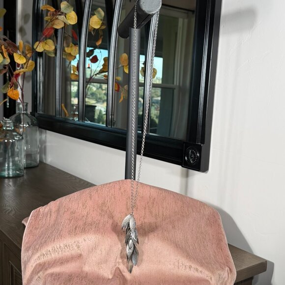 Charming Charlie Silver-Tone Leaf Pendant Necklace — 32" Chain - Picture 2 of 4